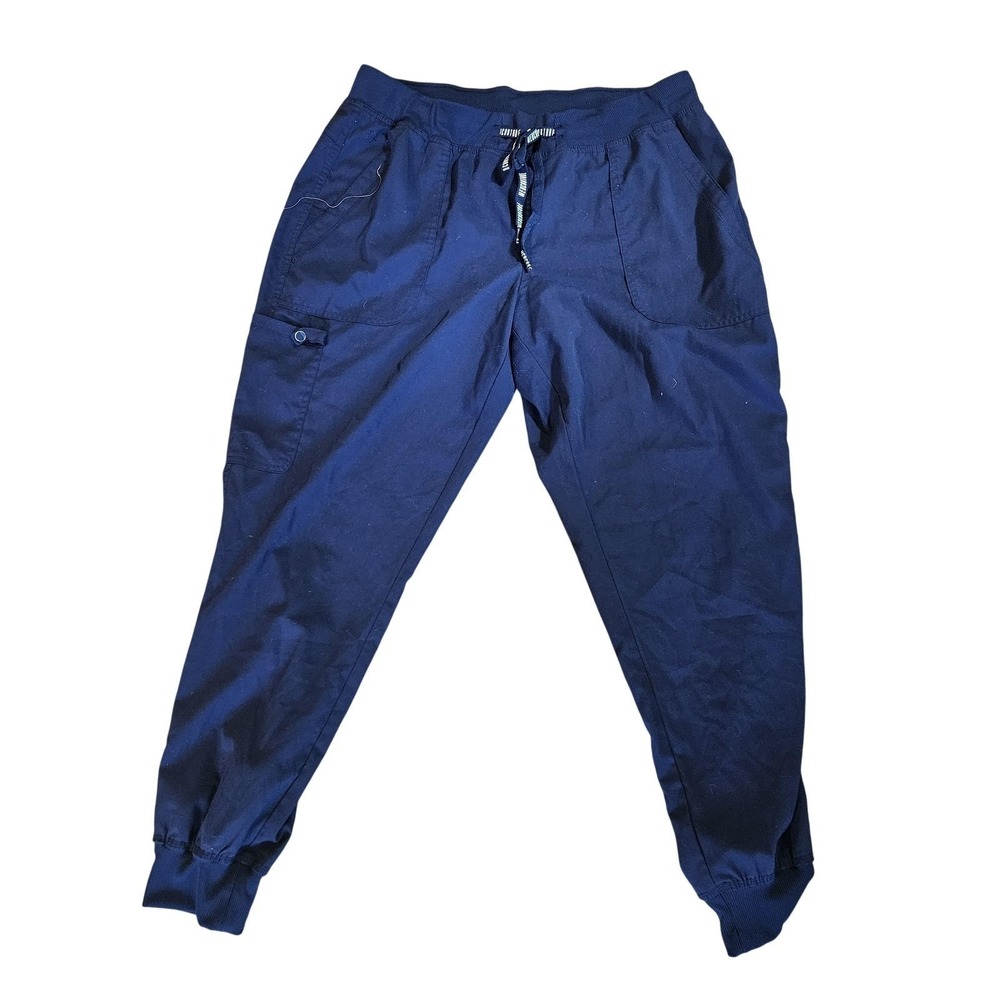 Med Couture Touch Scrub Jogger Pants Womens L Blue Elastic Waist Pockets